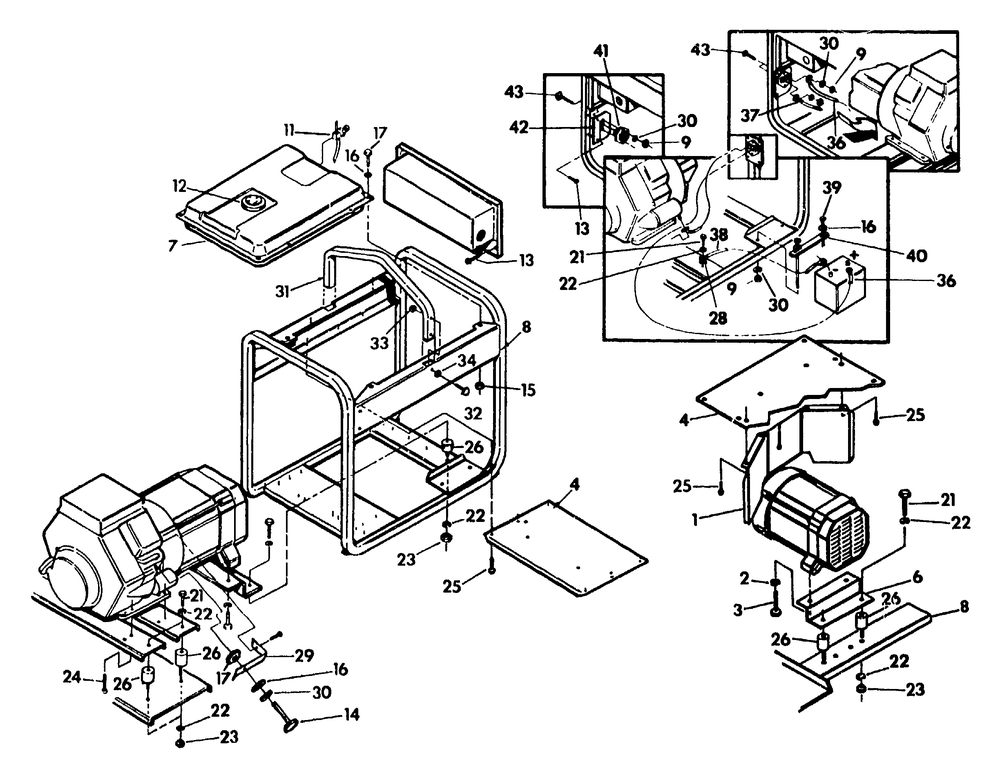 Replacement Parts For Generator Cradle Diagram and Parts List for 9163-0-4W113A  Briggs and Stratton Generator